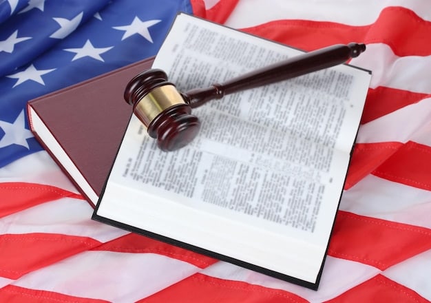 A gavel resting on a copy of the United States Constitution, highlighting the legal and constitutional questions at the heart of the Supreme Court case.