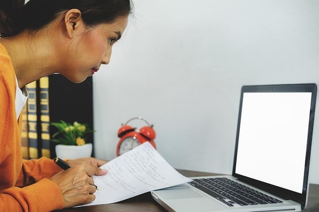 A person working on a computer, filling out a student loan forgiveness application form. The scene is well-lit and organized, with a sense of purpose and focus. The background includes a bookshelf and a plant, creating a comfortable workspace.