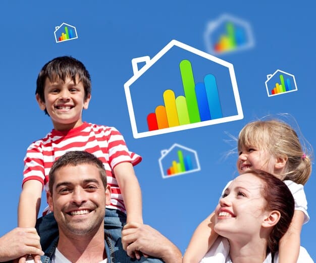 A split image showing a graph representing investment growth on one side and a family happily planning their child's future on the other, symbolizing the benefits of 529 savings plans.