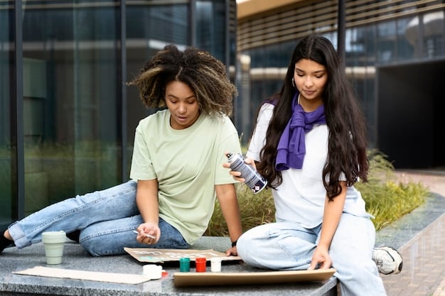 A group of diverse high school students working together on a project in a modern classroom. The atmosphere is collaborative and supportive, with students actively engaged in problem-solving. This highlights the teamwork and social interaction fostered in dual enrollment programs.
