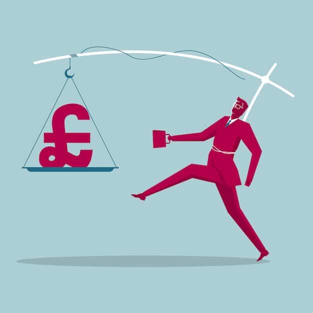 A symbolic image depicting a scale balancing government spending against tax revenues, with interest rate hikes adding weight to the spending side, thereby increasing the national debt.