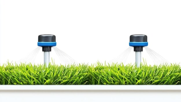 A split image showing two different types of smart watering systems: one with above-ground sprinklers and another with an underground drip irrigation system. The setting is a well-maintained garden, demonstrating the versatility of smart watering technology.
