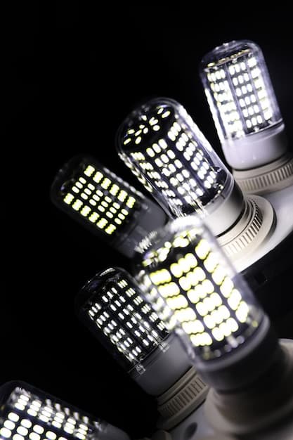 A close-up of various types of smart bulbs, including LED bulbs with different base types (E26, E12, GU10) and color temperatures, displayed on a clean, modern surface.