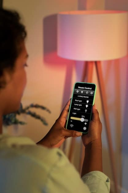 A close-up shot of a hand adjusting the color temperature of a smart bulb via a smartphone app, showcasing the customization options and user-friendly interface.