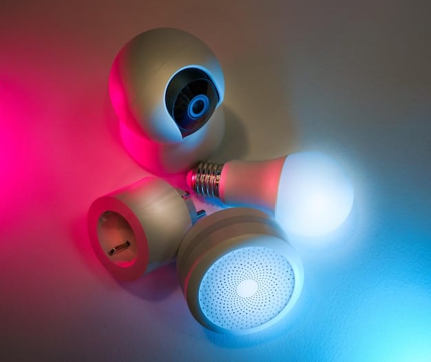 A close-up of a smart light bulb with visible motion sensor technology, emphasizing its responsiveness and advanced features for safety.