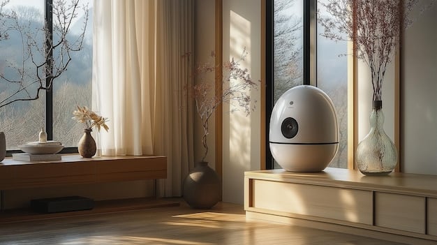 A split-screen image. On one side, a cozy living room with traditional smart home devices. On the other side, the same living room rendered in a detailed virtual environment within the metaverse, showcasing interactive elements.
