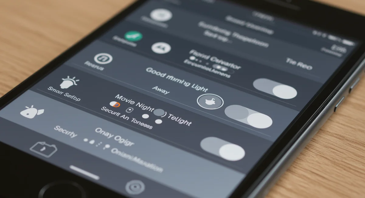 Smartphone app interface for smart home scene automation