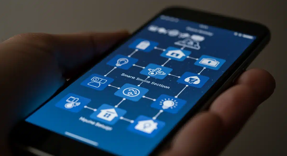 Smartphone displaying a complex smart home automation routine setup.