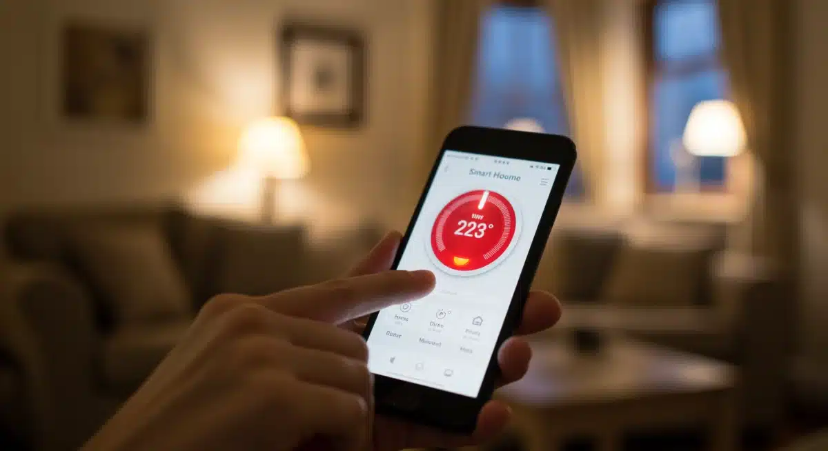 Controlling smart thermostat via smartphone app for energy efficiency