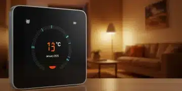 Modern smart thermostat screen showing January 2025 savings