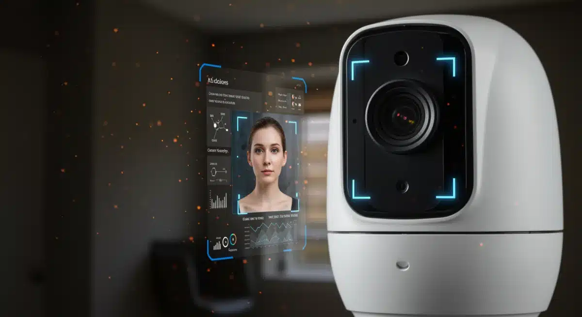 AI-powered smart security camera performing facial recognition for threat detection