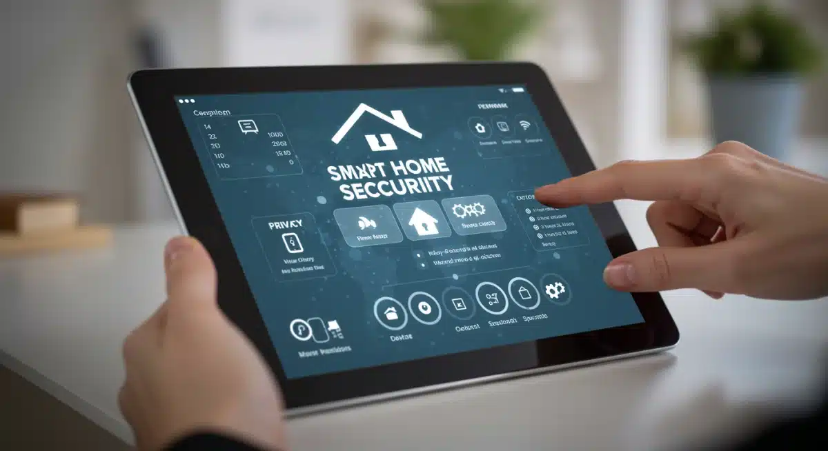 Smart home security dashboard with privacy and network settings