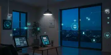 Futuristic smart home interior with integrated edge computing for enhanced privacy and speed.