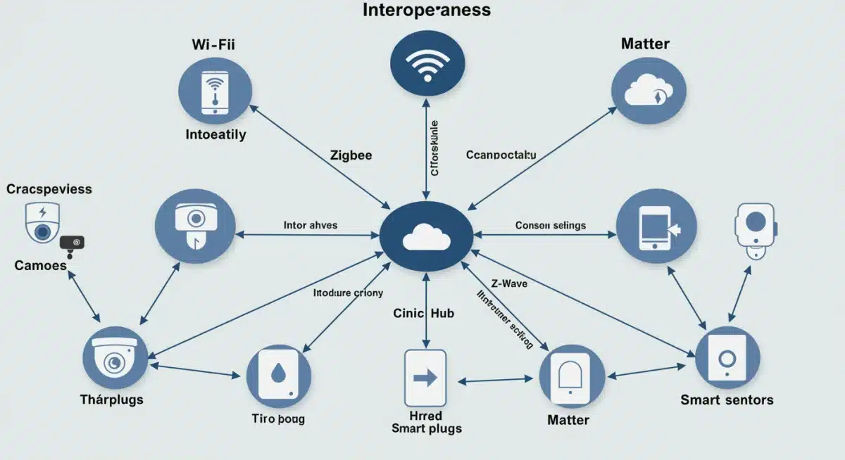 Smart home network diagram with various protocols