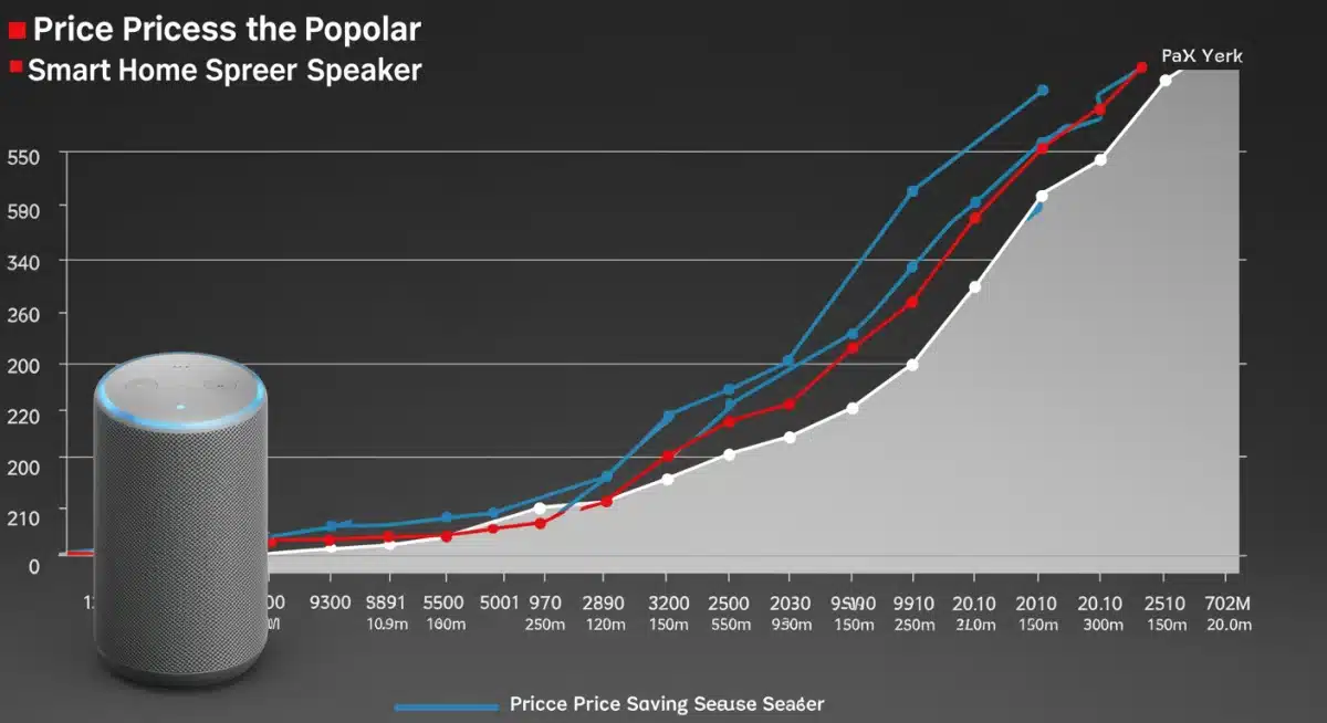 Infographic showing smart speaker price trends and projected 2026 discounts.
