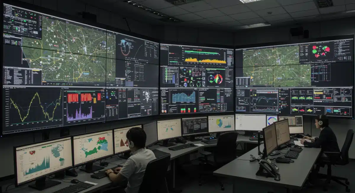 Smart grid control room with real-time data monitoring