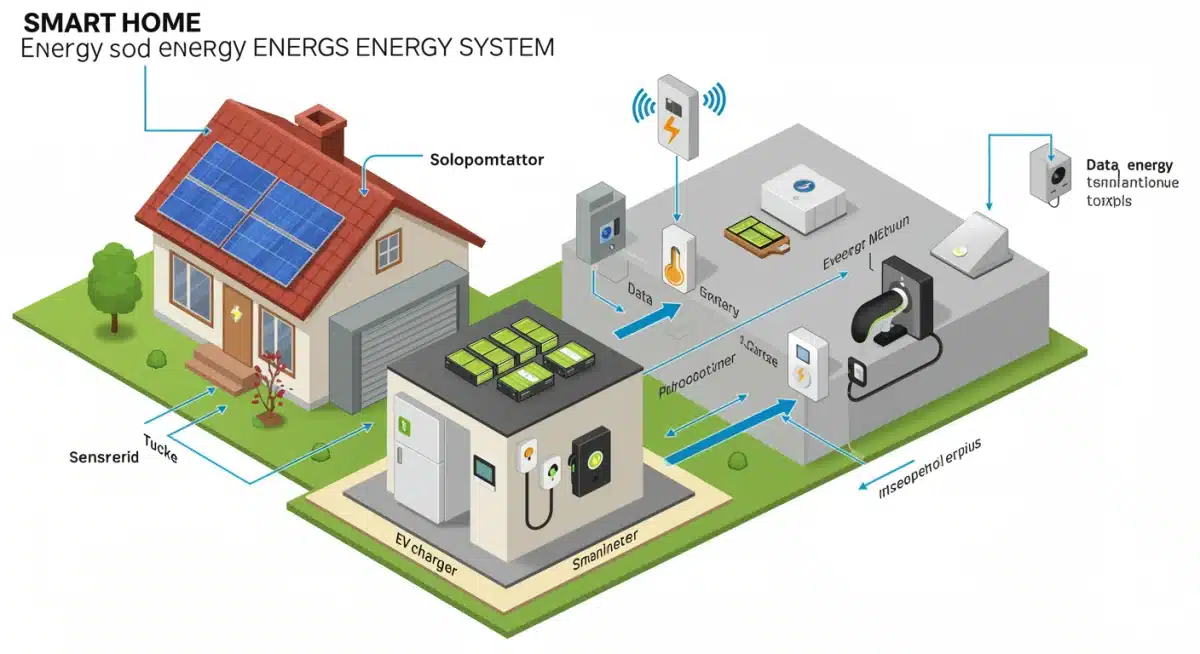 Diagram of interconnected smart home energy system