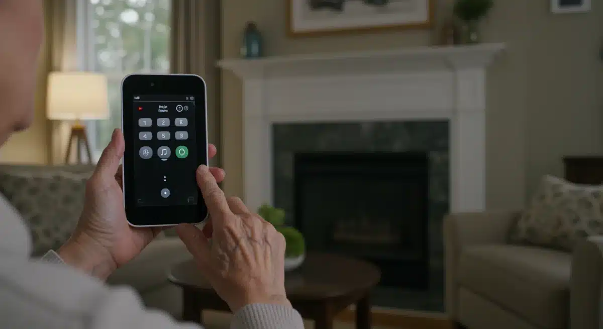 Elderly person using voice-activated smart home controls