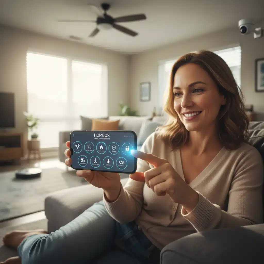 User controlling multiple smart home devices with one app via Matter