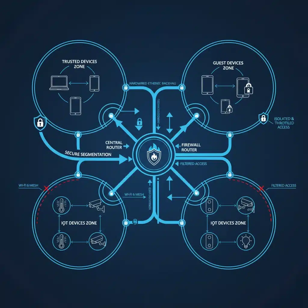 Segmented network diagram for enhanced smart home security