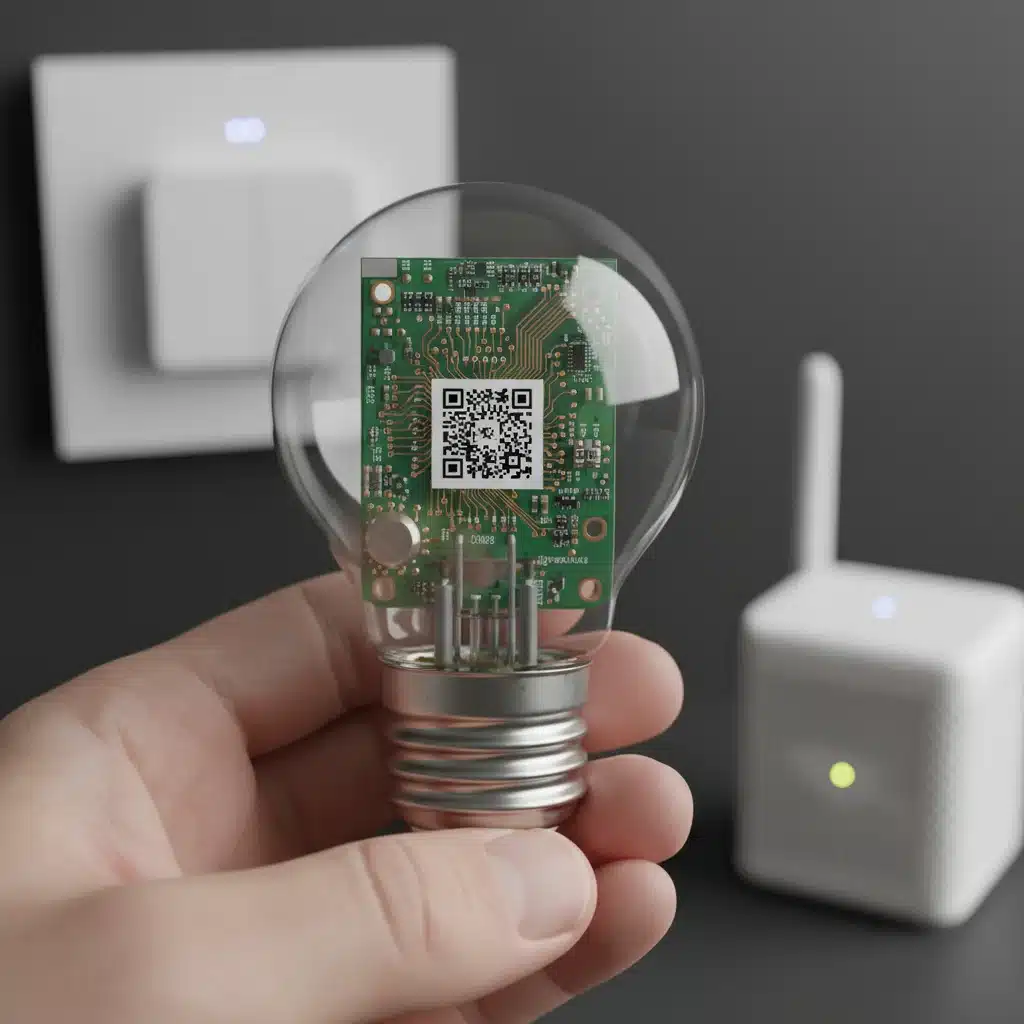 Hand holding a smart light bulb during installation, emphasizing connectivity.