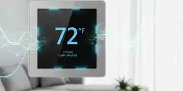 Modern smart thermostat displaying temperature in a smart home environment