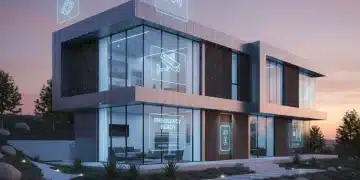 Smart home with integrated emergency systems glowing at dusk, showcasing advanced preparedness.
