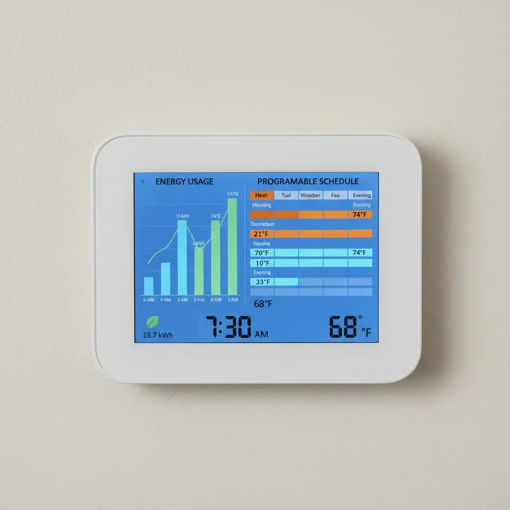 Smart thermostat showing energy usage patterns and programmable schedules.