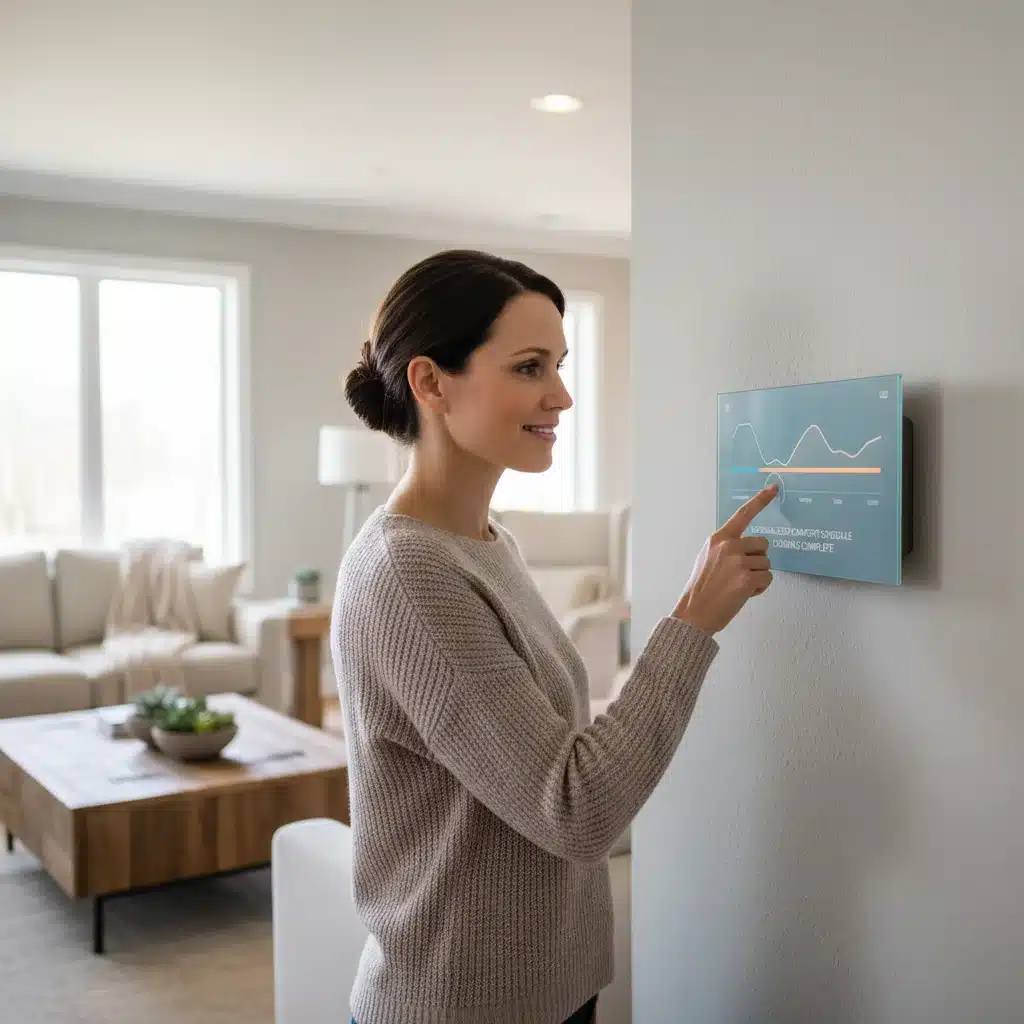 Homeowner adjusting personalized smart thermostat settings