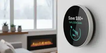 Smart thermostat display showing energy savings and early 2026 deals