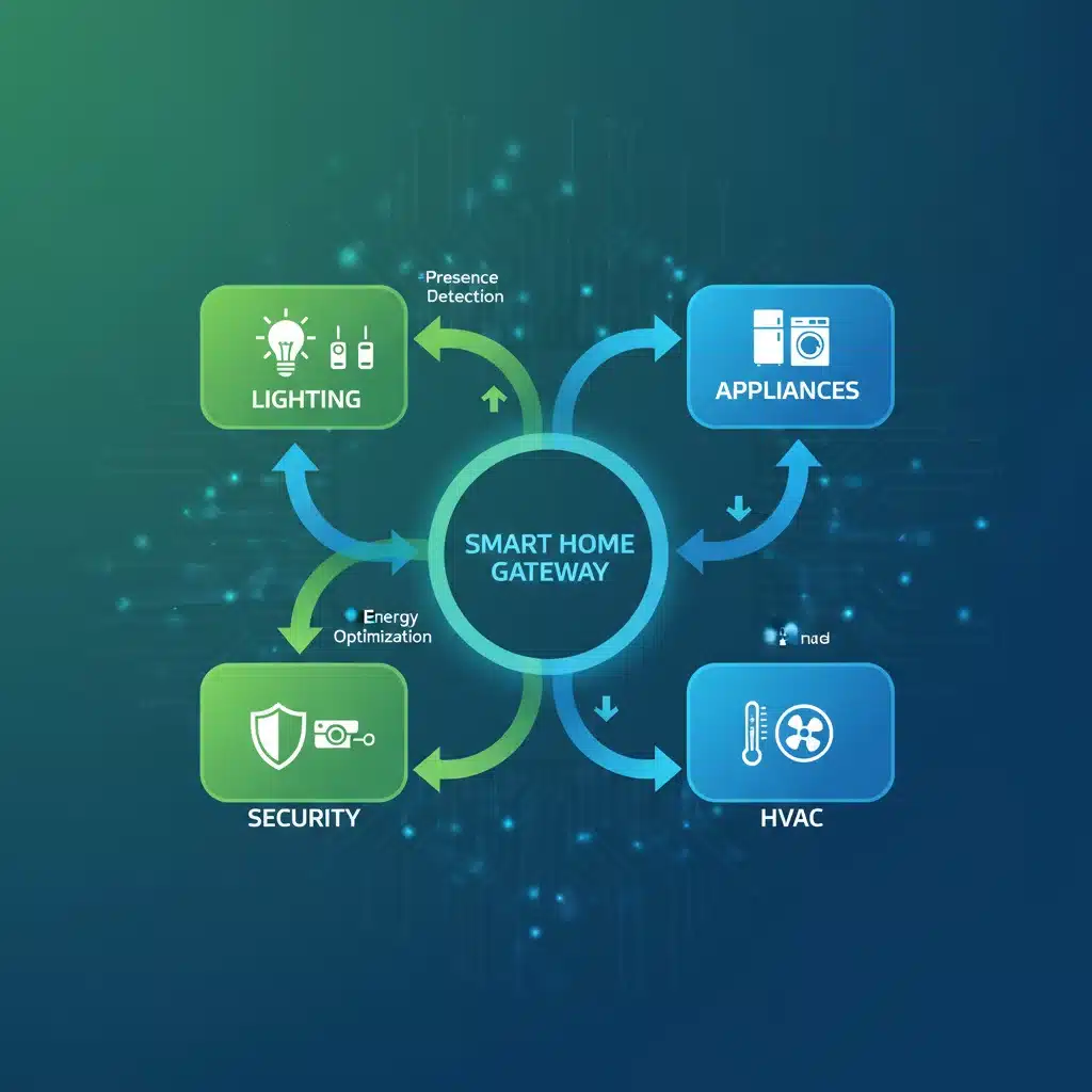 Infographic showing interconnected smart home systems