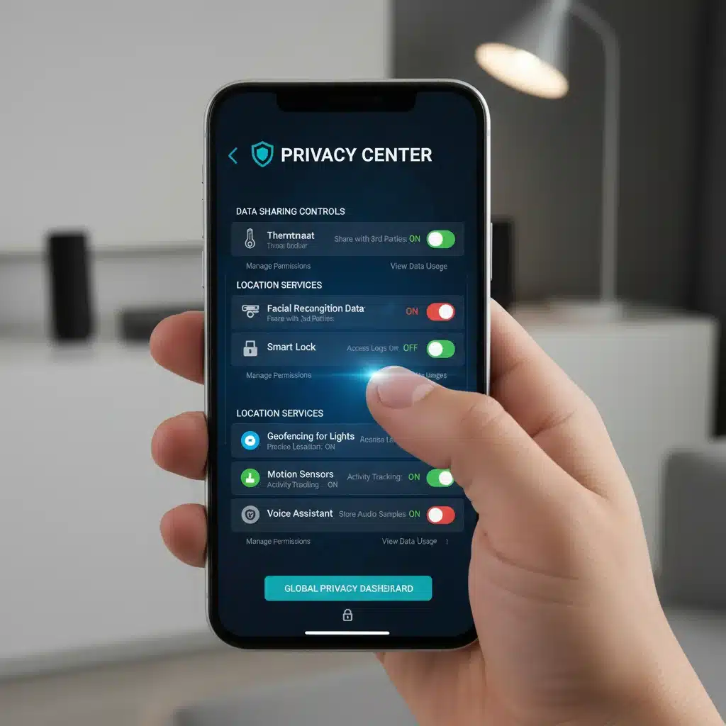 Managing smart home privacy settings on a smartphone
