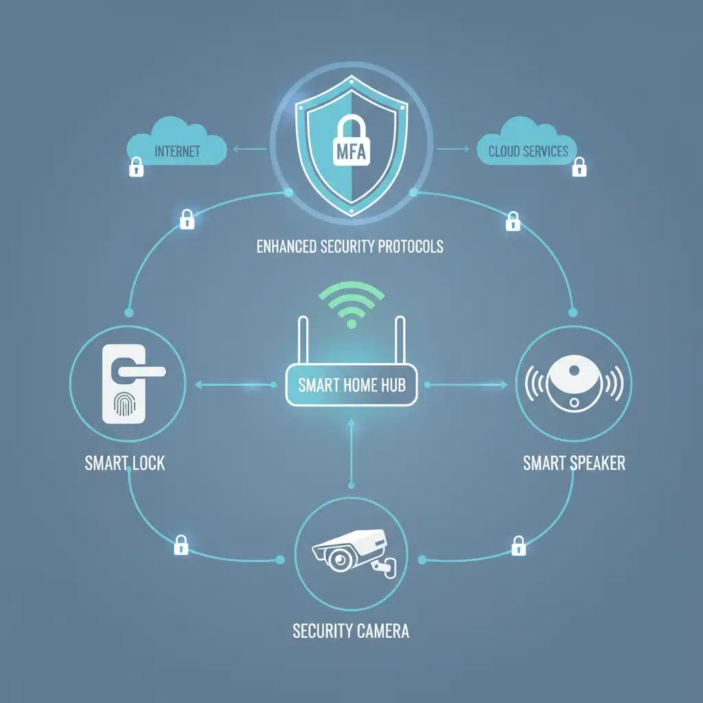 Diagram illustrating a secure smart home network with MFA integration