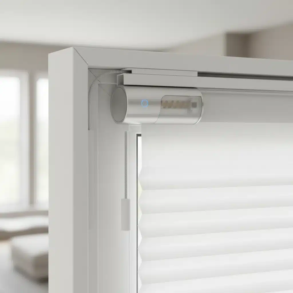 Smart blind motor mechanism integrated into window frame
